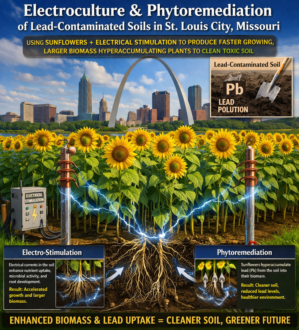 The Sunflower+ Project StL: Electrically-Accelerated Phytoremediation in the Field